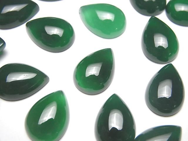 Green Onyx AAA Pear shape Cabochon 14x10mm 3pcs