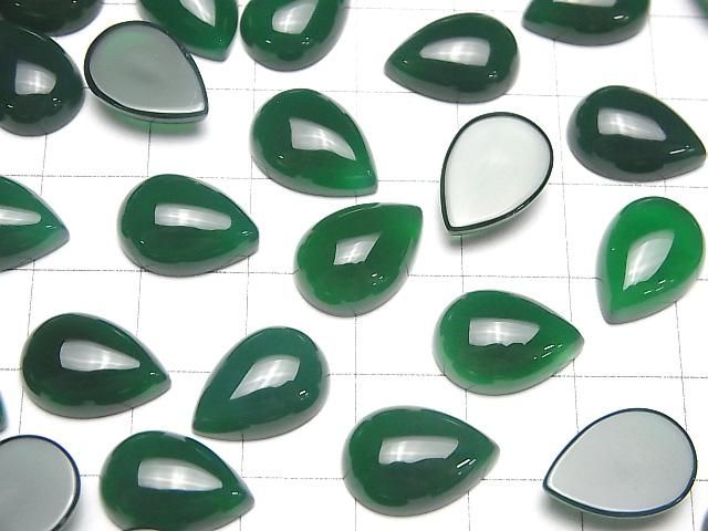 Green Onyx AAA Pear shape Cabochon 14x10mm 3pcs
