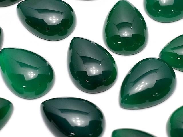 Green Onyx AAA Pear shape Cabochon 18x13mm 3pcs