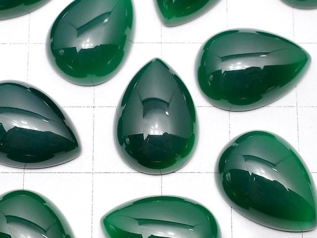 [Video] Green Onyx AAA Pear shape Cabochon 18x13mm 3pcs