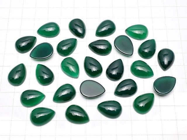 Green Onyx AAA Pear shape Cabochon 18x13mm 3pcs