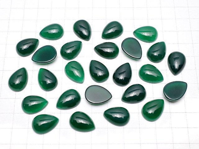 Green Onyx AAA Pear shape Cabochon 18x13mm 2pcs