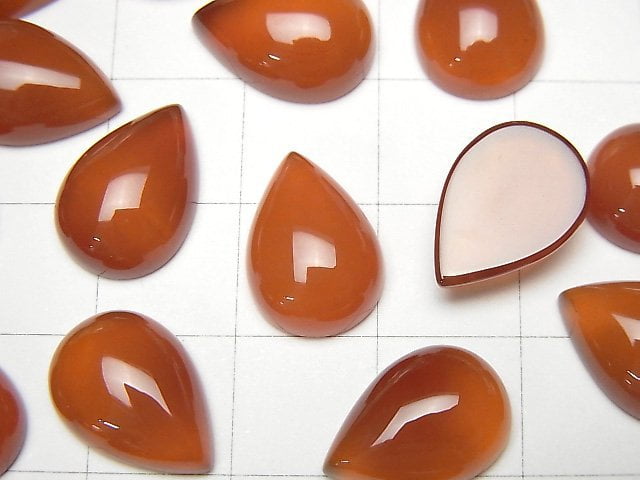 [Video] Carnelian AAA Pear shape Cabochon 14x10mm 3pcs