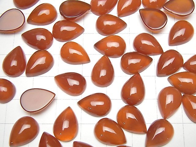 [Video] Carnelian AAA Pear shape Cabochon 14x10mm 3pcs