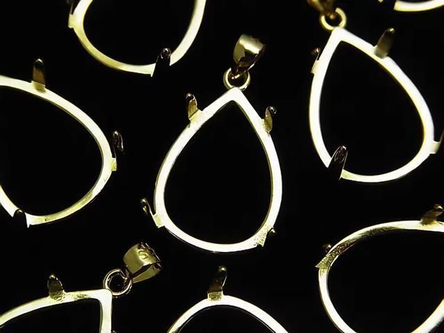 [Video] Silver925 Pendant Frame Pear Shape 18x13mm 18KGP 1pc