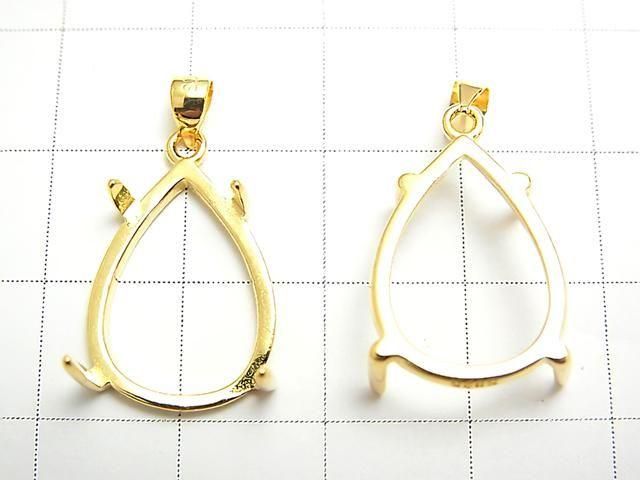 [Video] Silver925 Pendant Frame Pear Shape 18x13mm 18KGP 1pc