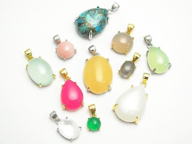 [Video] Silver925 Pendant Frame Pear Shape 18x13mm 18KGP 1pc
