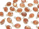 [Video]High Quality Sunstone AAA Bezel Setting Oval Faceted 11x9mm 18KGP 2pcs