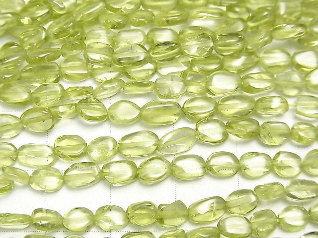 [Video]High Quality Peridot AA++ Oval-Nugget 1strand beads (aprx.13inch/32cm)