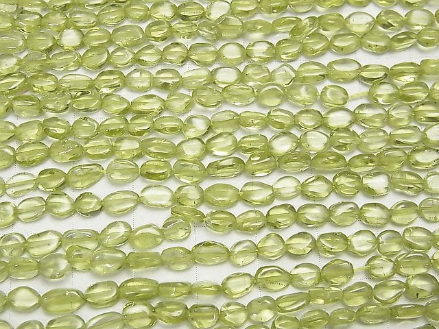 [Video]High Quality Peridot AA++ Oval-Nugget 1strand beads (aprx.13inch/32cm)