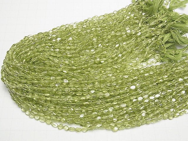 [Video]High Quality Peridot AA++ Oval-Nugget 1strand beads (aprx.13inch/32cm)