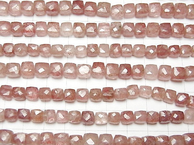 1strand $19.9! Pink Epidote AA ++ Cube Shape 6-7mm 1strand beads (aprx.7inch / 18cm)