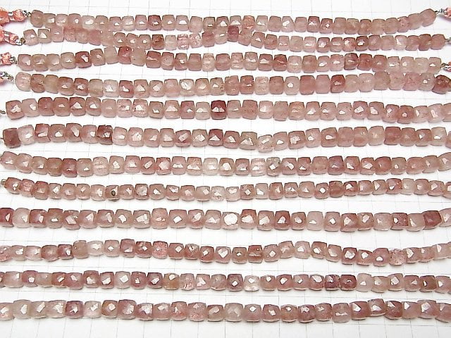 1strand $19.9! Pink Epidote AA ++ Cube Shape 6-7mm 1strand beads (aprx.7inch / 18cm)