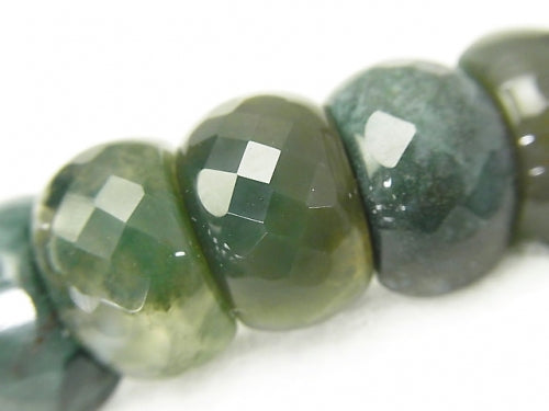 1strand $13.99! Moss Agate 2 Hole Faceted Oval 14x9x8mm 1strand (Bracelet)