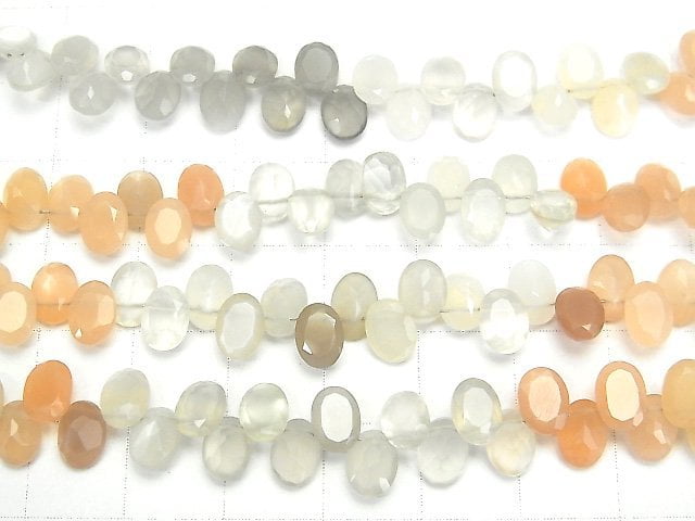 [Video] High Quality Multicolor Moonstone AAA Oval Faceted half or 1strand beads (aprx.7inch / 19cm)