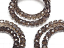 [Video]High Quality! Smoky Quartz AAA Faceted Button Rondelle 10x10x7mm Bracelet