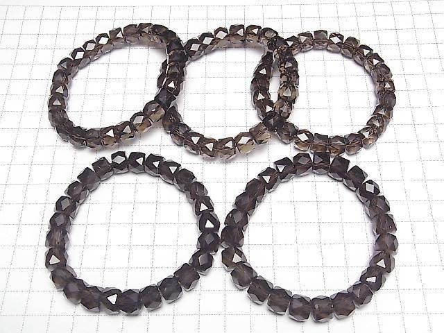 [Video] High Quality! Smoky Quartz AAA Faceted Button Rondelle 10x10x7mm Bracelet
