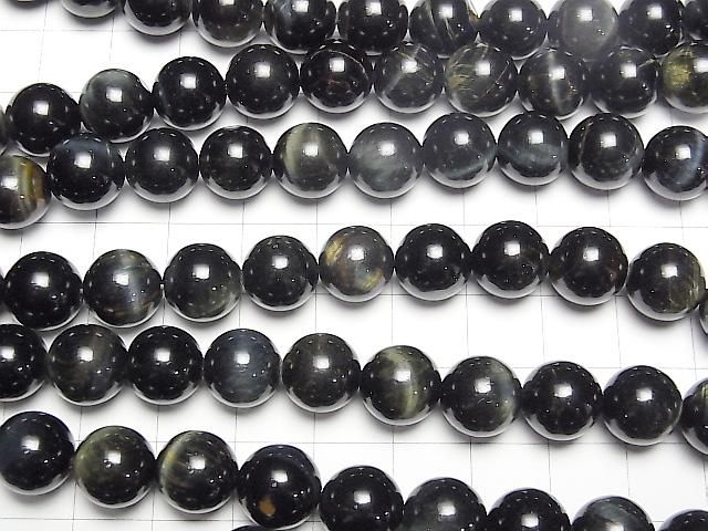[Video] Natural color Green Tiger's Eye AAA - Round 10mm 1-strand beads (approx. 15 inches/36 cm)