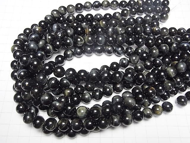 [Video] Natural color Green Tiger's Eye AAA - Round 10mm 1-strand beads (approx. 15 inches/36 cm)