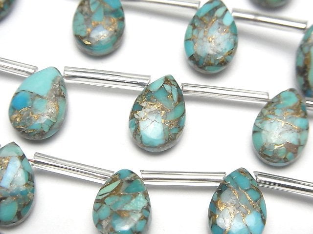 Copper Turquoise & Amazonite, Pear Shape Gemstone Beads