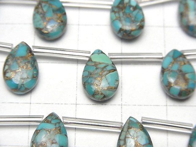 [Video] Blue Copper Turquoise AAA Pear shape (Smooth) 12x8mm half or 1strand (8pcs )