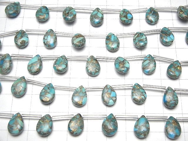 [Video] Blue Copper Turquoise AAA Pear shape (Smooth) 12x8mm half or 1strand (8pcs )