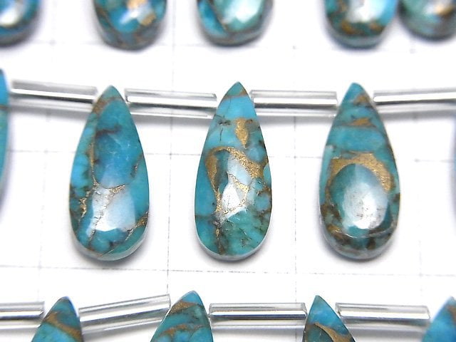 [Video] Blue Copper Turquoise AAA Pear shape (Smooth) 15x6mm half or 1strand (8pcs)