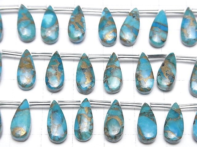 [Video] Blue Copper Turquoise AAA Pear shape (Smooth) 15x6mm half or 1strand (8pcs)