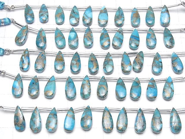 [Video] Blue Copper Turquoise AAA Pear shape (Smooth) 15x6mm half or 1strand (8pcs)