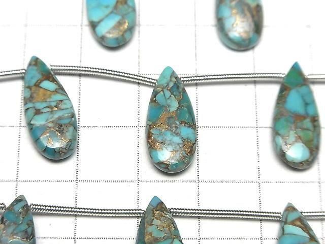 [Video] Blue Copper Turquoise AAA Pear shape (Smooth) 20x8mm 1strand (6pcs)