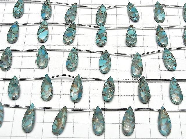 [Video] Blue Copper Turquoise AAA Pear shape (Smooth) 20x8mm 1strand (6pcs)