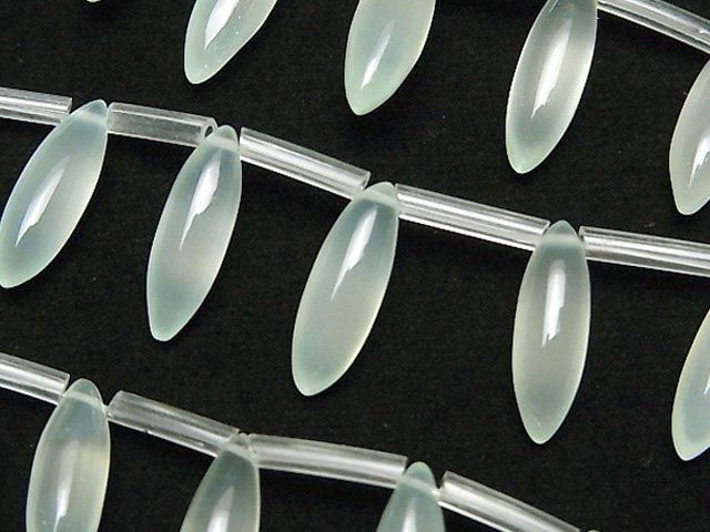 [Video] High Quality Light Green Chalcedony AAA Marquise Rice (Smooth) 15x5x5mm 1 Strand (8pcs)