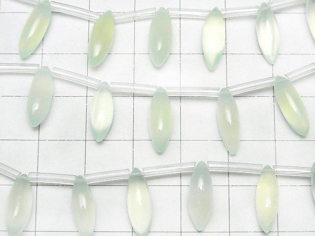[Video] High Quality Light Green Chalcedony AAA Marquise Rice (Smooth) 15x5x5mm 1 Strand (8pcs)