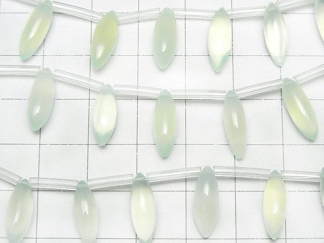 [Video] High Quality Lygreen Chalcedony AAA Marquise Rice (Smooth) 15x5x5mm 1strand (10pcs)