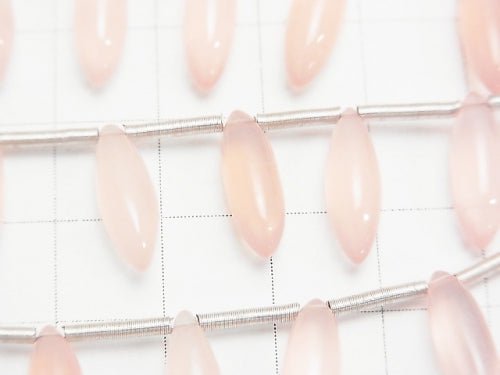 [Video] High Quality Pink Chalcedony AAA Marquise Rice (Smooth) 15x5x5mm 1strand (10pcs)