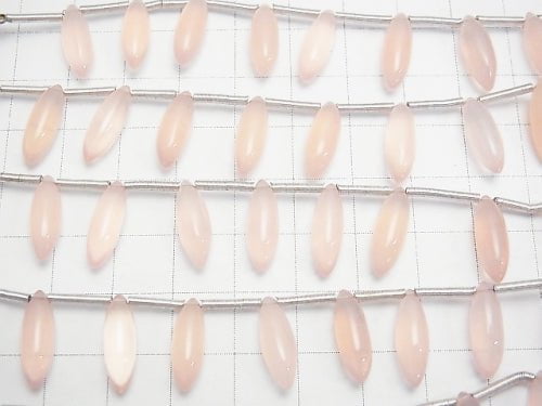 [Video] High Quality Pink Chalcedony AAA Marquise Rice (Smooth) 15x5x5mm 1strand (10pcs)