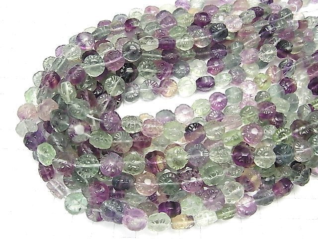 [Video] Multicolor Fluorite AAA Flower 10x10x7mm half or 1strand beads (aprx.15inch / 37cm)