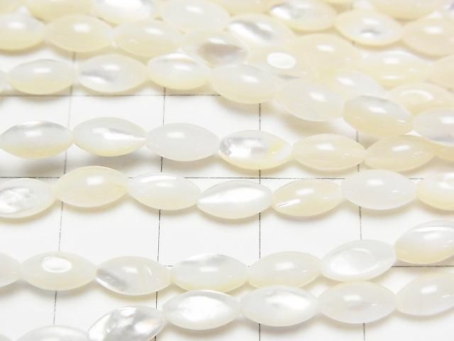 High quality white shell (Silver-lip Oyster) AAA Rice 8x4x4mm 1strand beads (aprx.15inch/37cm)