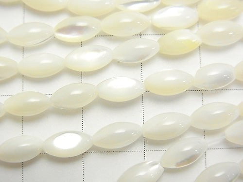 High Quality White Shell (Silver-lip Oyster )AAA Rice 8x4x4mm 1strand beads (aprx.15inch/37cm)