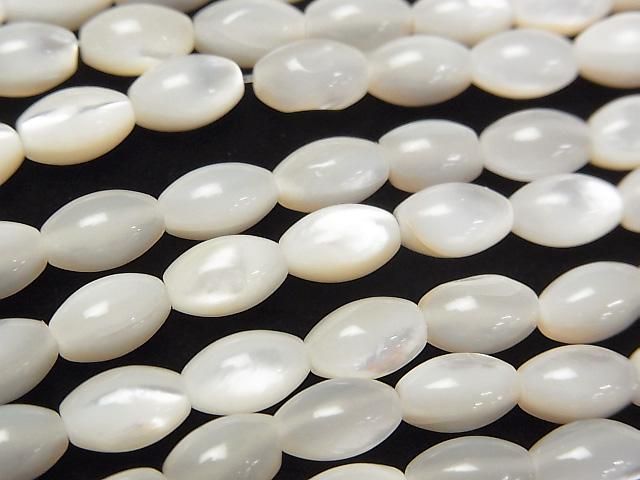 [Video] High quality white shell (Silver-lip Oyster) AAA Rice 8x5x5mm half or 1strand beads (aprx.15inch/37cm)