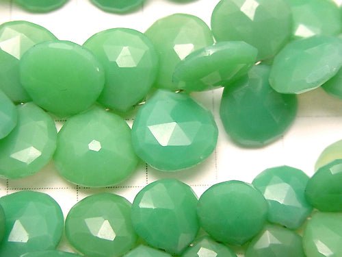 High Quality Green Color Chalcedony AA ++ Chestnut Faceted Briolette half or 1strand beads (aprx. 7inch / 18cm)