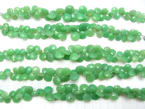 High Quality Green Color Chalcedony AA ++ Chestnut Faceted Briolette half or 1strand beads (aprx. 7inch / 18cm)