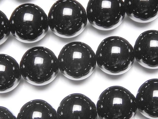 西藏黑水晶 AAA 圓珠 12mm 1/4 或 1 串 (約 15 英吋/36 公分)