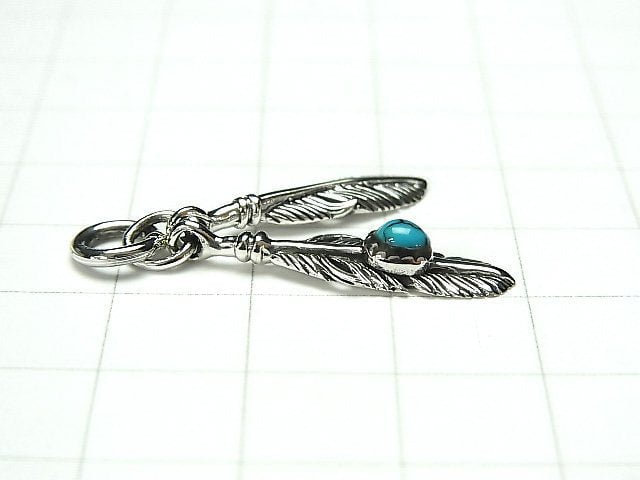 Silver925 Turquoise Double Feather Charm 1pc