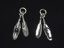 Silver925 Onyx Double Feather Charm 1pc