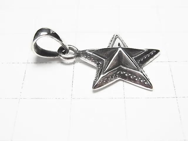 Silver 925 Star Pendant 22x18mm Oxidized Finish 1pc