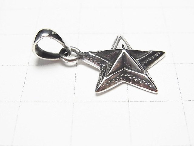 Silver925 Star Pendant 22x18mm Oxidized Finish 1pc