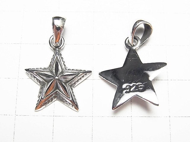 Silver925 Star Pendant 22x18mm Oxidized Finish 1pc