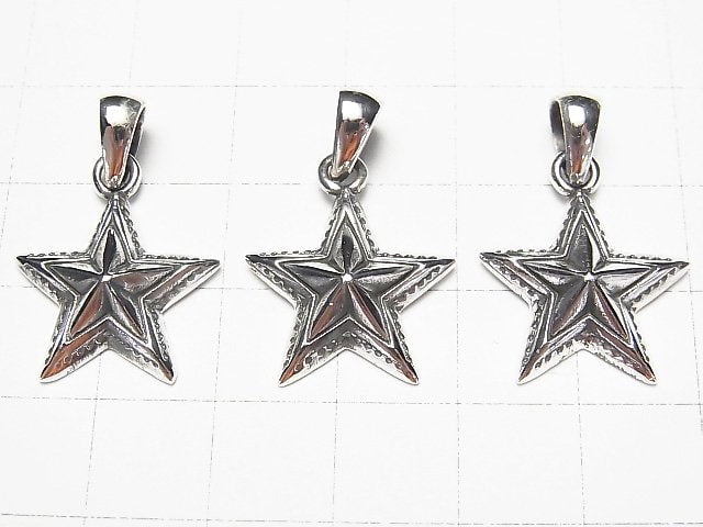 Silver925 Star Pendant 22x18mm Oxidized Finish 1pc