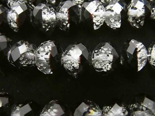 Perles de verre filé à la flamme, facettées, bouton-rondelle, 10x10x7mm [Type Noir/Lumineux] demi-rang ou 1 rang (env. 34cm)